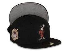 Load image into Gallery viewer, San Diego Padres New Era MLB 59FIFTY 5950 Fitted Cap Hat Black Crown/Visor Maroon/Gold/Black Waving Friar Logo 40th Anniversary Side Patch Gray UV