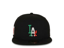 Load image into Gallery viewer, (Mexico Flag Colors) Los Angeles Dodgers New Era MLB 59FIFTY 5950 Fitted Cap Hat Black Crown/Visor Green/White/Red Logo Mexico Flag Side Patch