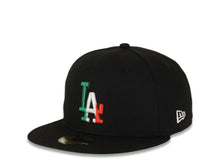 Load image into Gallery viewer, (Mexico Flag Colors) Los Angeles Dodgers New Era MLB 59FIFTY 5950 Fitted Cap Hat Black Crown/Visor Green/White/Red Logo Mexico Flag Side Patch