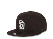 Load image into Gallery viewer, San Diego Padres New Era MLB 9FIFTY 950 Snapback Cap Hat Dark Brown Crown/Visor White Logo 25th Anniversary Side Patch Gray UV