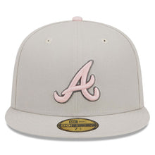Load image into Gallery viewer, Atlanta Braves New Era MLB 59FIFTY 5950 Fitted Cap Hat Stone Crown/Visor Pink/Gray Logo Mother's Day 2023 Side Patch PinkUV