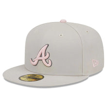 Load image into Gallery viewer, Atlanta Braves New Era MLB 59FIFTY 5950 Fitted Cap Hat Stone Crown/Visor Pink/Gray Logo Mother's Day 2023 Side Patch PinkUV