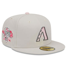 Load image into Gallery viewer, Arizona Diamondbacks New Era MLB 59FIFTY 5950 Fitted Cap Hat Stone Crown/Visor Pink/Gray Logo Mother's Day 2023 Side Patch Pink UV