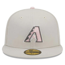 Load image into Gallery viewer, Arizona Diamondbacks New Era MLB 59FIFTY 5950 Fitted Cap Hat Stone Crown/Visor Pink/Gray Logo Mother's Day 2023 Side Patch Pink UV