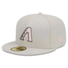 Load image into Gallery viewer, Arizona Diamondbacks New Era MLB 59FIFTY 5950 Fitted Cap Hat Stone Crown/Visor Pink/Gray Logo Mother's Day 2023 Side Patch Pink UV