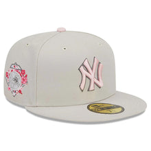 Load image into Gallery viewer, New York Yankees New Era MLB 59FIFTY 5950 Fitted Cap Hat Stone Crown/Visor Pink/Gray Logo Mother's Day 2023 Side Patch Pink UV