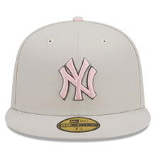 Load image into Gallery viewer, New York Yankees New Era MLB 59FIFTY 5950 Fitted Cap Hat Stone Crown/Visor Pink/Gray Logo Mother's Day 2023 Side Patch Pink UV