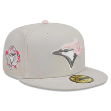 Load image into Gallery viewer, Toronto Blue Jays New Era MLB 59FIFTY 5950 Fitted Cap Hat Stone Crown/Visor Pink/Gray Logo Mother's Day 2023 Side Patch Pink UV