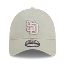 Load image into Gallery viewer, San Diego Padres New Era MLB 9TWENTY 920 Adjustable Cap Hat Stone Crown/Visor Pink/Gray Logo Mother's Day 2023 Side Patch Pink UV
