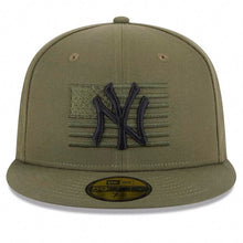 Load image into Gallery viewer, (Youth) New York Yankees New Era MLB 59FIFTY 5950 Fitted Kid Cap Hat Olive Green Crown/Visor Black Logo (2023 Armed Forces Day)