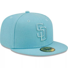 Load image into Gallery viewer, San Diego Padres New Era MLB 59FIFTY 5950 Fitted Cap Hat Sky Blue Crown/Visor Sky Blue Logo (Color Pack)