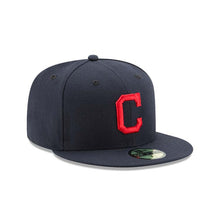 Load image into Gallery viewer, (Youth) Cleveland Indians New Era MLB 59FIFTY 5950 Kids Fitted Cap Hat Navy Blue Crown/Visor Red Logo