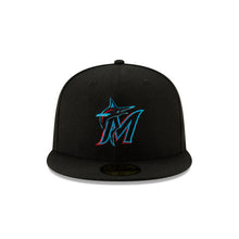 Load image into Gallery viewer, (Youth) Miami Marlins New Era MLB 59FIFTY 5950 Kids Fitted Cap Hat Black Crown/Visor Team Color Logo