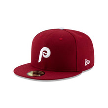 Load image into Gallery viewer, (Youth) Philadelphia Phillies New Era MLB 59FIFTY 5950 Kids Fitted Cap Hat Cardinal Crown/Visor White Logo