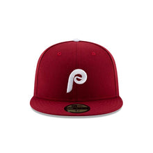 Load image into Gallery viewer, (Youth) Philadelphia Phillies New Era MLB 59FIFTY 5950 Kids Fitted Cap Hat Cardinal Crown/Visor White Logo
