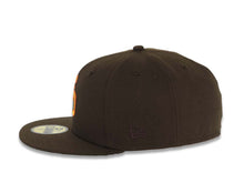 Load image into Gallery viewer, San Diego Padres New Era MLB 59FIFTY 5950 Fitted Cap Hat Brown Crown/Visor Yellow/Orange Cooperstown Logo 1984 World Series Side Patch Green UV