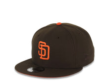 Load image into Gallery viewer, San Diego Padres New Era MLB 9FIFTY 950 Snapback Cap Hat Brown Crown/Visor Orange Logo 50th Anniversary Side Patch Orange UV