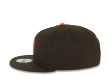Load image into Gallery viewer, San Diego Padres New Era MLB 9FIFTY 950 Snapback Cap Hat Brown Crown/Visor Orange Logo 50th Anniversary Side Patch Orange UV