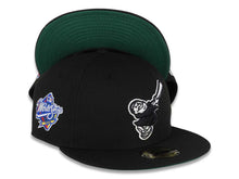 Load image into Gallery viewer, San Diego Padres New Era MLB 59FIFTY 5950 Fitted Cap Hat Black Crown/Visor Black/White Logo 1998 World Series Side Patch Green UV