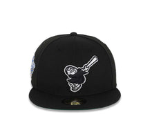 Load image into Gallery viewer, San Diego Padres New Era MLB 59FIFTY 5950 Fitted Cap Hat Black Crown/Visor Black/White Logo 1998 World Series Side Patch Green UV