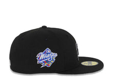 Load image into Gallery viewer, San Diego Padres New Era MLB 59FIFTY 5950 Fitted Cap Hat Black Crown/Visor Black/White Logo 1998 World Series Side Patch Green UV