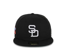 Load image into Gallery viewer, San Diego Padres New Era MLB 59FIFTY 5950 Fitted Cap Hat Black Crown/Visor White Cooperstown Logo 1984 World Series Side Patch Green UV
