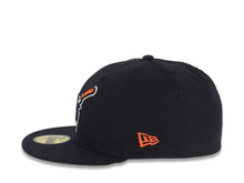 Load image into Gallery viewer, San Diego Padres New Era MLB 59FIFTY 5950 Fitted Cap Hat Dark Navy Crown/Visor Dark Navy/Orange Swinging Friar Logo Go Padres Established 1969 Side Patch Green UV