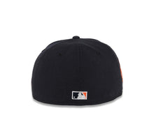 Load image into Gallery viewer, San Diego Padres New Era MLB 59FIFTY 5950 Fitted Cap Hat Dark Navy Crown/Visor Dark Navy/Orange Swinging Friar Logo Go Padres Established 1969 Side Patch Green UV