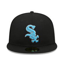 Load image into Gallery viewer, Chicago White Sox New Era MLB 59FIFTY 5950 Fitted Cap Hat Black Crown/Visor Sky Blue/White Logo Father's Day 2023 Side Patch Sky Blue UV