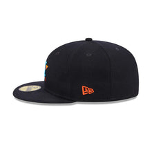 Load image into Gallery viewer, Houston Astros New Era MLB 59FIFTY 5950 Fitted Cap Hat Navy Crown/Visor Sky Blue/Orange Logo Father's Day 2023 Side Patch Sky Blue UV