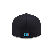 Load image into Gallery viewer, Houston Astros New Era MLB 59FIFTY 5950 Fitted Cap Hat Navy Crown/Visor Sky Blue/Orange Logo Father's Day 2023 Side Patch Sky Blue UV