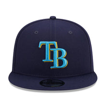 Load image into Gallery viewer, Tampa Bay Rays New Era MLB 9FIFTY 950 Snapback Cap Hat Light Navy Crown/Visor Sky Blue/Yellow Logo Father's Day 2023 Side Patch Sky Blue UV