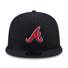 Load image into Gallery viewer, Atlanta Braves New Era MLB 9FIFTY 950 Snapback Cap Hat Navy Crown/Visor Red/Sky Blue Logo Father's Day 2023 Side Patch Sky Blue UV