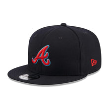 Load image into Gallery viewer, Atlanta Braves New Era MLB 9FIFTY 950 Snapback Cap Hat Navy Crown/Visor Red/Sky Blue Logo Father's Day 2023 Side Patch Sky Blue UV