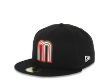 Load image into Gallery viewer, Mexico New Era WBC World Baseball Classic 59FIFTY 5950 Fitted Cap Hat Black Crown/Visor Team Color Logo With Mexico Flag Side Patch Green UV