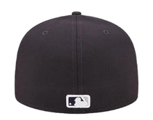 Load image into Gallery viewer, New York Yankees New Era MLB 59FIFTY 5950 Fitted Cap Hat Navy Blue Crown/Visor White with Cloud Logo 1996 World Series Side Patch Sky Blue UV