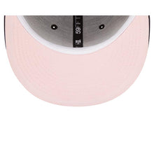 Load image into Gallery viewer, New York Yankees New Era MLB 59FIFTY 5950 Fitted Cap Hat Navy Blue Crown/Visor Pink Logo 1996 World Series Side Patch Pink UV