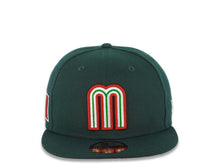 Load image into Gallery viewer, Mexico New Era WBC World Baseball Classic 59FIFTY 5950 Fitted Cap Hat Dark Green Crown/Visor White/Red/Green Logo Mexico Flag Side Patch