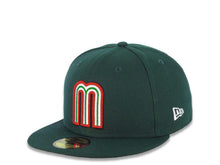 Load image into Gallery viewer, Mexico New Era WBC World Baseball Classic 59FIFTY 5950 Fitted Cap Hat Dark Green Crown/Visor White/Red/Green Logo Mexico Flag Side Patch