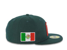 Load image into Gallery viewer, Mexico New Era WBC World Baseball Classic 59FIFTY 5950 Fitted Cap Hat Dark Green Crown/Visor White/Red/Green Logo Mexico Flag Side Patch