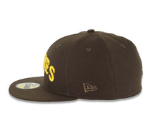 Load image into Gallery viewer, San Diego Padres New Era MLB 59FIFTY 5950 Fitted Cap Hat Brown Crown/Visor Yellow Cooperstown Script Logo Stadium Side Patch Green UV