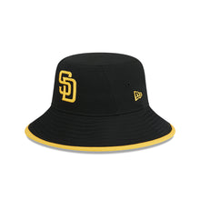 Load image into Gallery viewer, San Diego Padres New Era MLB Bucket Cap Hat Black Crown/Visor Yellow Logo