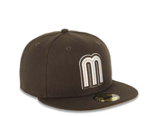 Load image into Gallery viewer, Mexico New Era WBC World Baseball Classic 59FIFTY 5950 Fitted Cap Hat Brown Crown/Visor White/Brown Khaki Logo Khaki UV