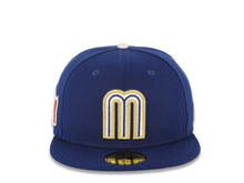 Load image into Gallery viewer, Mexico New Era WBC World Baseball Classic 59FIFTY 5950 Fitted Cap Hat Royal Blue Crown/Visor White/Metallic Gold Logo Mexico Flag Side Patch