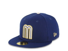 Load image into Gallery viewer, Mexico New Era WBC World Baseball Classic 59FIFTY 5950 Fitted Cap Hat Royal Blue Crown/Visor White/Metallic Gold Logo Mexico Flag Side Patch