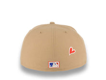 Load image into Gallery viewer, Los Angeles Dodgers New Era MLB 59FIFTY 5950 Fitted Cap Hat Khaki Crown/Visor White With Palm Trees Logo 60th Anniversary Side Patch Red UV