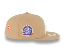 Load image into Gallery viewer, Los Angeles Dodgers New Era MLB 59FIFTY 5950 Fitted Cap Hat Khaki Crown/Visor White With Palm Trees Logo 60th Anniversary Side Patch Red UV