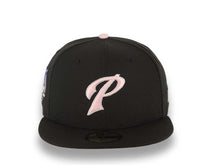 Load image into Gallery viewer, San Diego Padres New Era MLB 59FIFTY 5950 Fitted Cap Hat Black Crown/Visor Pink/White P Script Logo 40th Anniversary Side Patch Pink UV