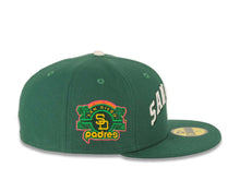 Load image into Gallery viewer, San Diego Padres New Era MLB 59FIFTY 5950 Fitted Cap Hat Green Crown/Visor Cream/Aqau Script Logo Stadium Side Patch Gray UV (Swap Meet 2.0)