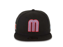 Load image into Gallery viewer, Mexico New Era WBC World Baseball Classic 59FIFTY 5950 Fitted Cap Hat Black Crown/Visor Sky Blue/Magenta Logo Magenta UV